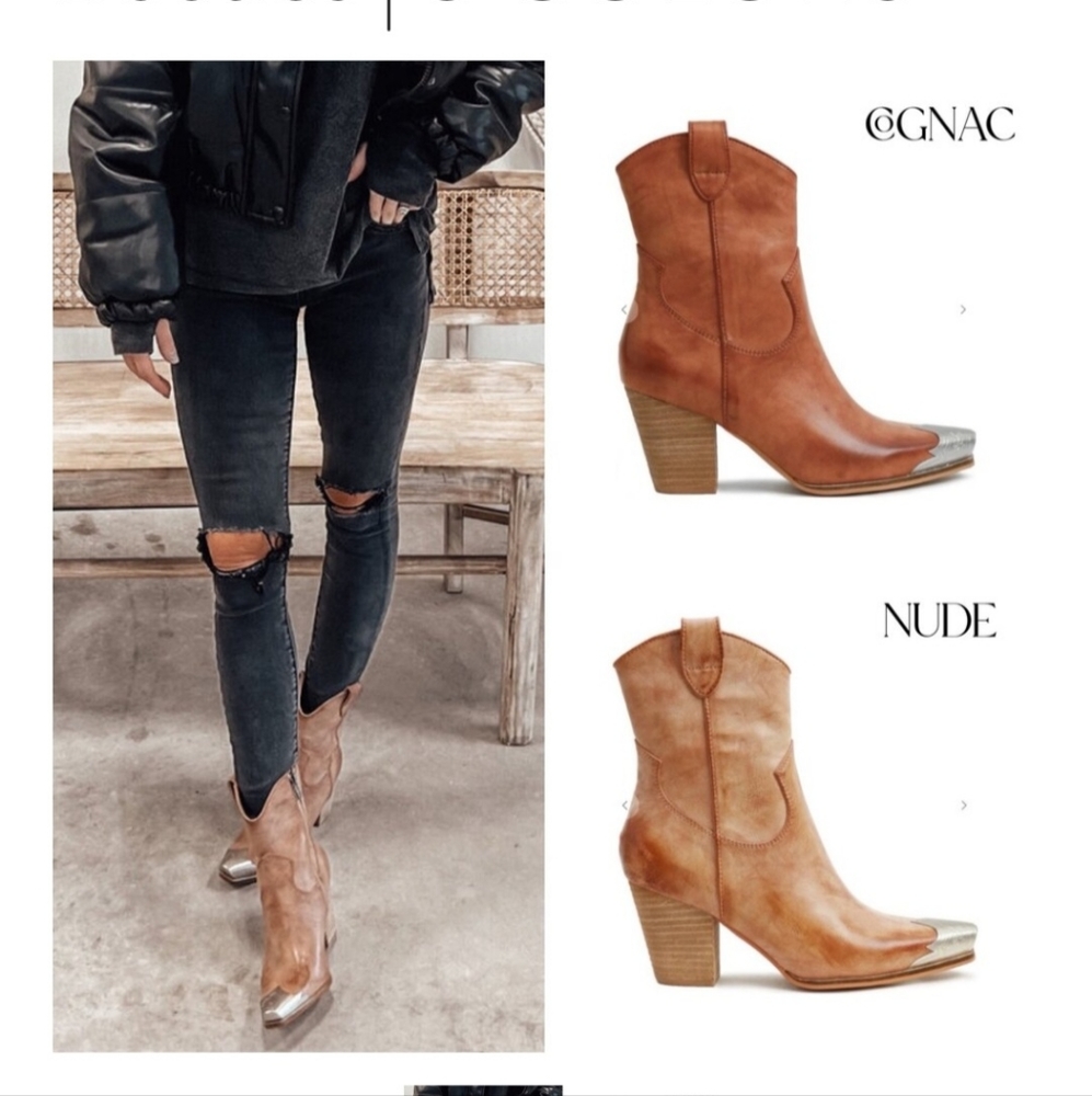 Silver tipped western booties NWT